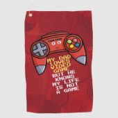 Serviette De Golf Drôle Rouge Joystick Fête des pères Salutation (Devant)