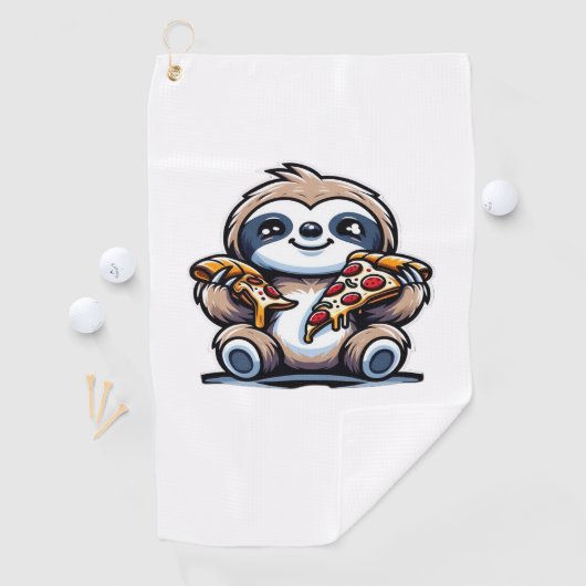 Serviette De Golf Drôle Sloth mangeant Pizza, Amoureux des animaux K (En situation)