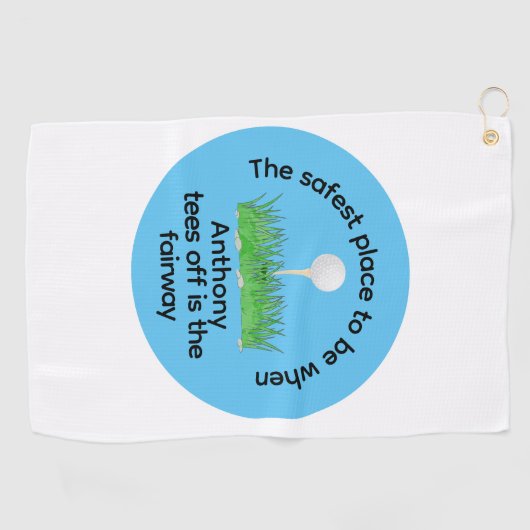 Serviette De Golf Drôle Teinture off bleu vert noir blanc (Horizontal)