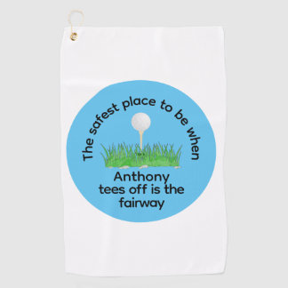 Serviette De Golf Drôle Teinture off bleu vert noir blanc
