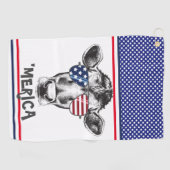 Serviette De Golf Drôle vache hipster américaine (Horizontal)