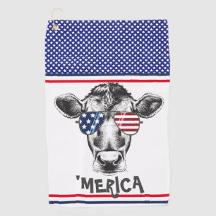 Serviette De Golf Drôle vache hipster américaine