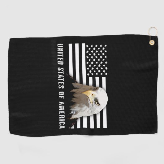 Serviette De Golf Eagle chauve et drapeau des USA (Horizontal)