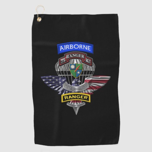 Serviette De Golf Eagle Customisé du 75e régiment de Rangers (Devant)