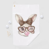 Serviette De Golf Easter Bunny Cute Glasses Leopard Bunny Rabbit Eas (En situation)