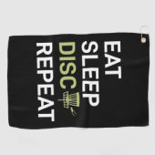 Serviette De Golf Eat Sleep Disk Golf Répéter (Horizontal)