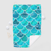 Serviette De Golf Échelle de sirène motif bleu turquoise vert (En situation)