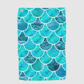 Serviette De Golf Échelle de sirène motif bleu turquoise vert (Devant)