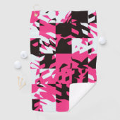 Serviette De Golf Écossais Abstrait Numérique Rose (En situation)