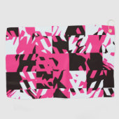 Serviette De Golf Écossais Abstrait Numérique Rose (Horizontal)