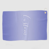 Serviette De Golf Écriture cursive éditable | Violet blanc et violet (Horizontal)