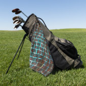 Serviette De Golf Effet de brique rouge et bleu taché, grille ou ray (Vert)