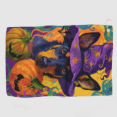 Serviette De Golf Éffrayant australien Kelpie Citrouille Halloween (Horizontal)
