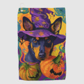 Serviette De Golf Éffrayant australien Kelpie Citrouille Halloween (Devant)