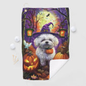 Serviette De Golf Éffrayant Bichon Frise Halloween sorcière et Citro (En situation)