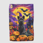 Serviette De Golf Éffrayant écossais Terrier Citrouille de sorcière  (Devant)