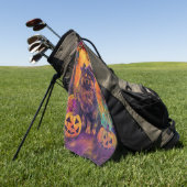 Serviette De Golf Éffrayant Keeshond Chien Halloween sorcière et Cit (Vert)