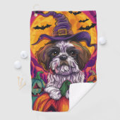Serviette De Golf Éffrayant Malti Tzu Chien Halloween Sorcière Et Ci (En situation)