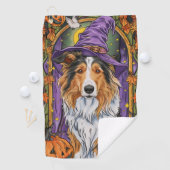 Serviette De Golf Éffrayant Rough Collie Chien Halloween Citrouille (En situation)