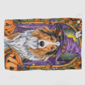 Serviette De Golf Éffrayant Rough Collie Chien Halloween Citrouille (Horizontal)