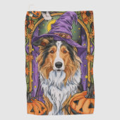 Serviette De Golf Éffrayant Rough Collie Chien Halloween Citrouille (Devant)