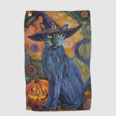 Serviette De Golf Éffrayant Russe Bleu Chat Halloween Citrouille sor (Devant)