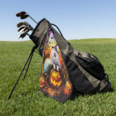 Serviette De Golf Éffrayant Samoyed Chien Halloween sorcière et Citr (Vert)