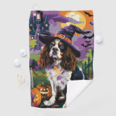 Serviette De Golf Éffrayant Springer Spaniel Halloween Witch Citroui (En situation)