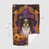 Serviette De Golf Éffrayant Tibétain Espagnol Chien Halloween Citrou (En situation)