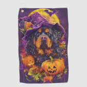 Serviette De Golf Éffrayant Tibétain Mastiff Chien Halloween Citroui (Devant)