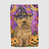 Serviette De Golf Éffrayant Wheaten Terrier Chien Halloween Citrouil (Devant)