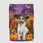 Serviette De Golf Éffrayant Wirefox Terrier Chien Halloween Citrouil (Devant)