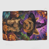 Serviette De Golf Éffrayant Yorkipoo Chien Halloween sorcière et Cit (Horizontal)