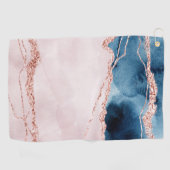 Serviette De Golf Élégance mystique | Turquoise Bleu et Rose Or Agat (Horizontal)