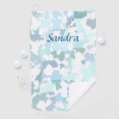 Serviette De Golf Elégant Aqua gris et blanc Abstrait géométrique (En situation)