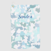 Serviette De Golf Elégant Aqua gris et blanc Abstrait géométrique (Devant)