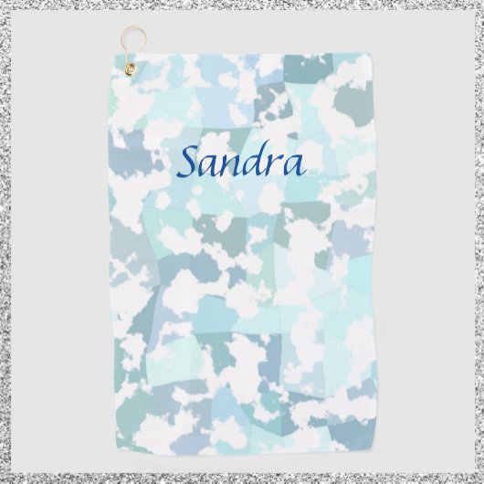 Serviette De Golf Elégant Aqua gris et blanc Abstrait géométrique