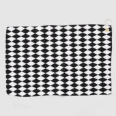 Serviette De Golf Elégant Arlequin Blanc Noir Rhombus géométriques (Horizontal)
