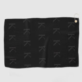 Serviette De Golf Elegant black &gray monogram initial (Horizontal)
