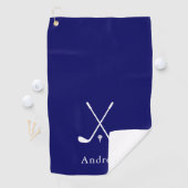 Serviette De Golf Élégant bleu marine moderne Monogramme (En situation)