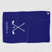 Serviette De Golf Élégant bleu marine moderne Monogramme (Horizontal)