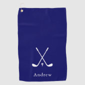 Serviette De Golf Élégant bleu marine moderne Monogramme (Devant)
