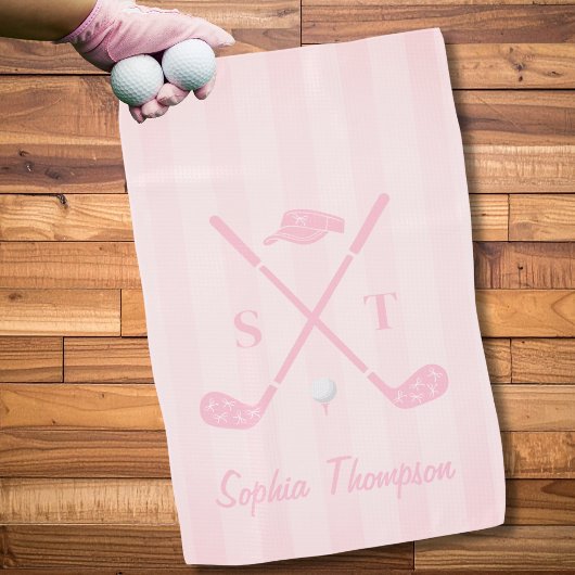 Serviette De Golf Elegant Blush Pink Golf Club Bows Stripes Custom