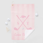 Serviette De Golf Elegant Blush Pink Golf Club Bows Stripes Custom (En situation)