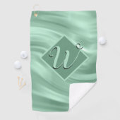 Serviette De Golf Élégant Chic Turquoise Swirl Monogramme initial él (En situation)