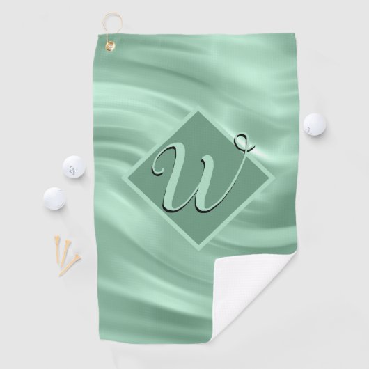 Serviette De Golf Élégant Chic Turquoise Swirl Monogramme initial él (En situation)