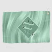 Serviette De Golf Élégant Chic Turquoise Swirl Monogramme initial él (Horizontal)