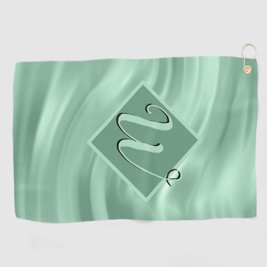Serviette De Golf Élégant Chic Turquoise Swirl Monogramme initial él (Horizontal)
