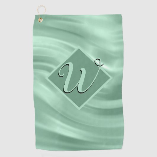 Serviette De Golf Élégant Chic Turquoise Swirl Monogramme initial él (Devant)