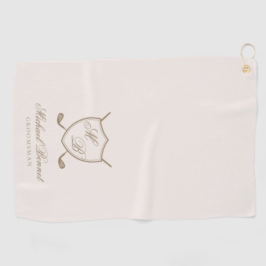 Serviette De Golf Élégant Classic Crest Monogram Mariage de golf (Horizontal)